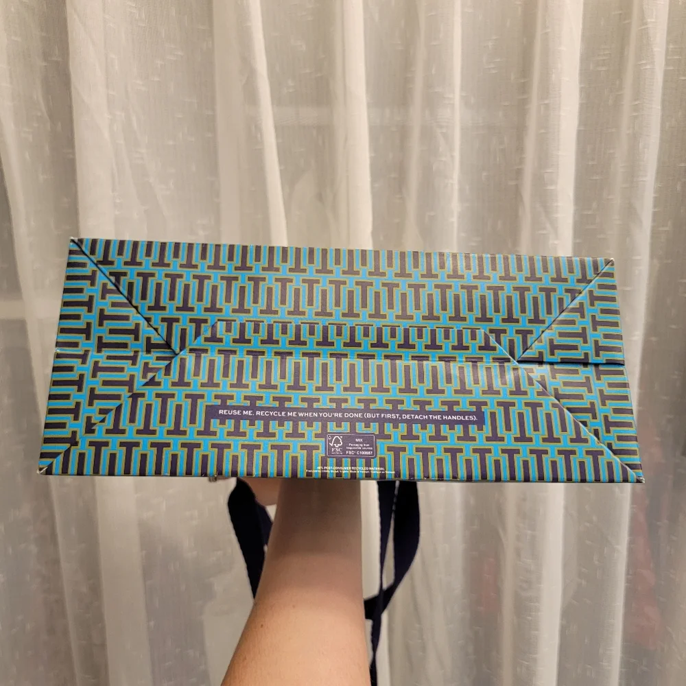 Tory Burch Shopping Bag Teal, Purple, & Neon Yellow Green